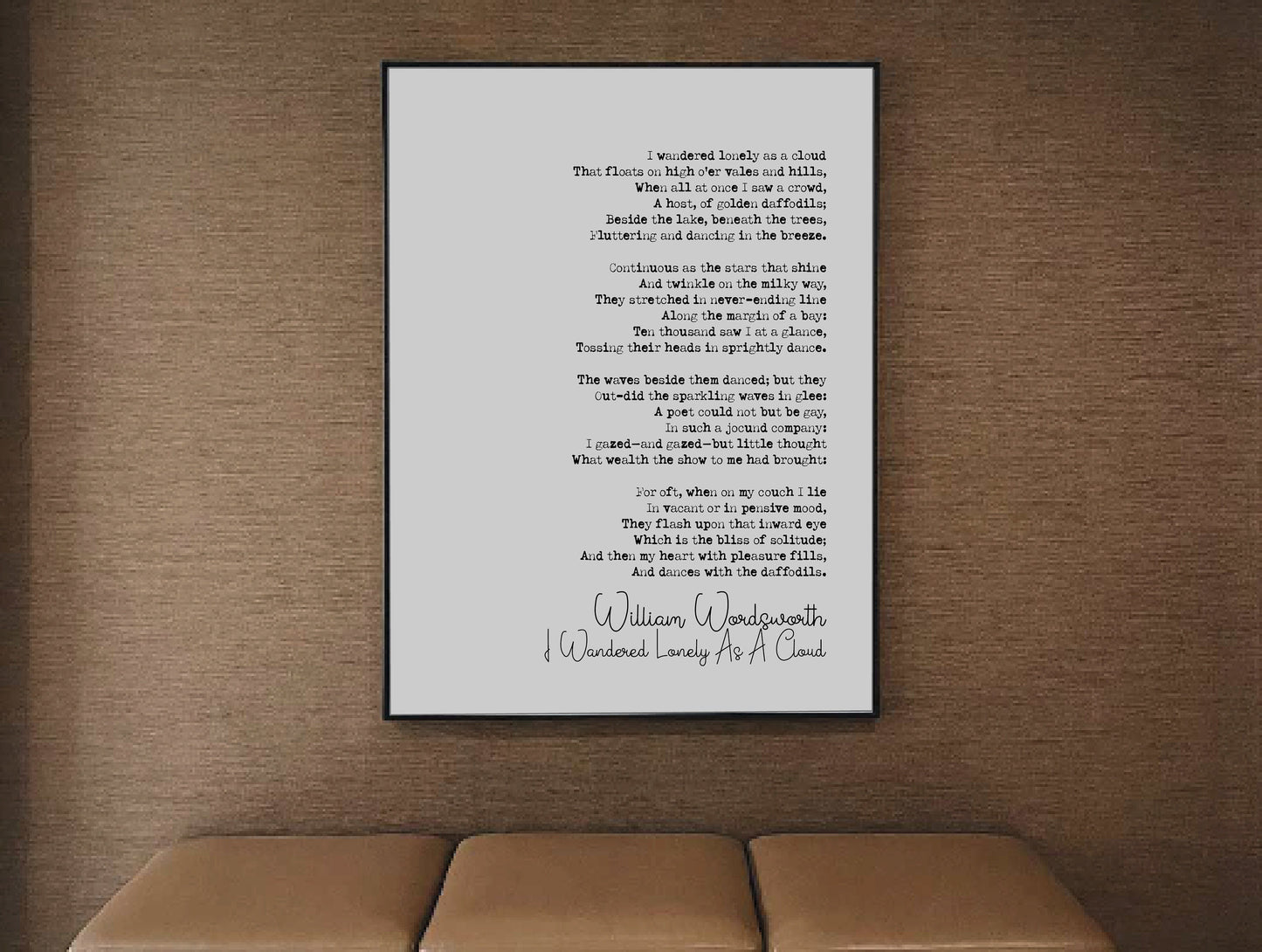 William Wordsworth Poem Print I Wandered Lonely As A Cloud Poetry Quote Print Minimalist Home Decor Monochrome Wall Art Unframed Wall Decor