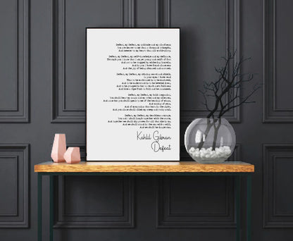 Kahlil Gibran Poem Print Defeat Poetry Quote Print Minimalist Home Decor Monochrome Posters Wall Art Unframed Defeat Poem By Kahlil Gibran