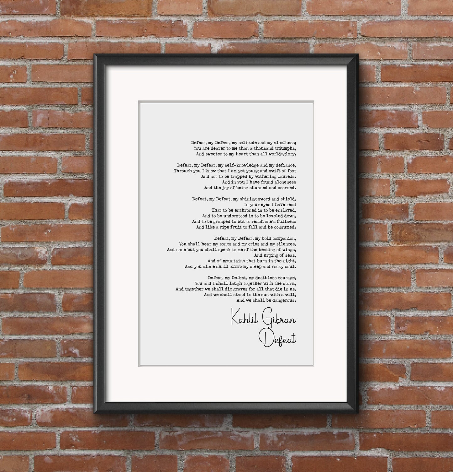 Kahlil Gibran Poem Print Defeat Poetry Quote Print Minimalist Home Decor Monochrome Posters Wall Art Unframed Defeat Poem By Kahlil Gibran