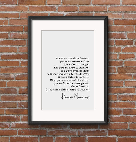 Haruki Murakami Poem Quote Print And Once The Storm Is Over Japanese Poetry Quotes Minimalist Art Monochrome Home Decor Literature Unframed