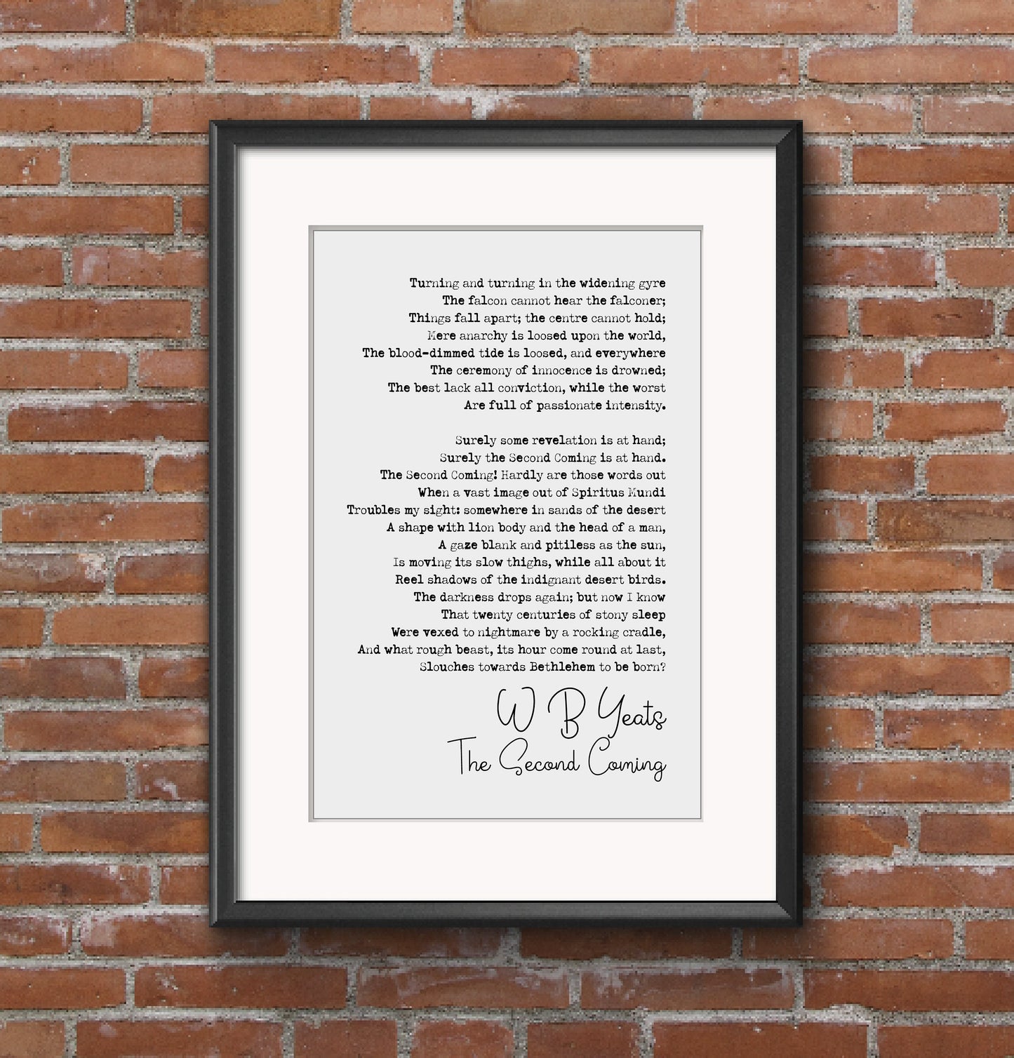 W B Yeats Poem Print The Second Coming By William Butler Yeats Quote Print Minimalist Home Decor Monochrome Poetry Poster Wall Art Unframed