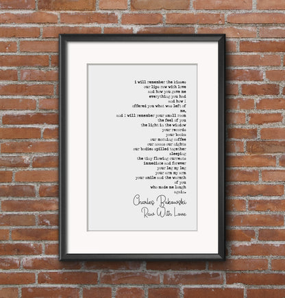 Charles Bukowski Poetry Quote Print Raw With Love Poem Romantic Minimalist Wall Art Monochrome Posters Home Decor Unframed Poetry Wall Decor