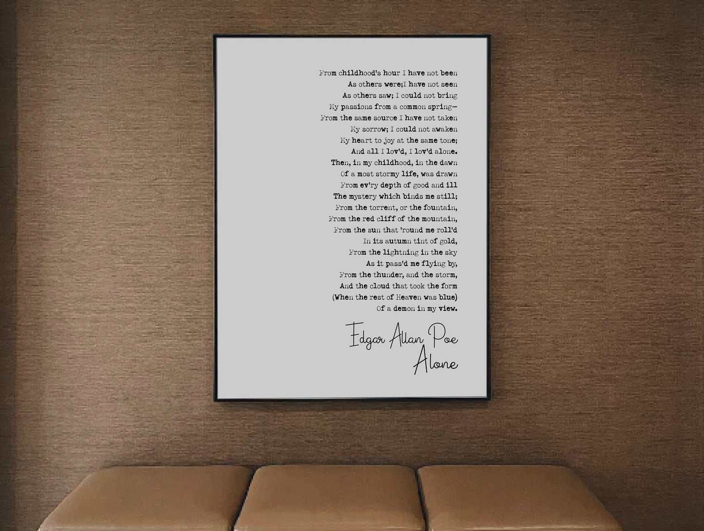 Edgar Allan Poe Poem Print Alone Poetry Quote Print Minimalist Home Decor Monochrome Posters Art Unframed Poems By Edgar Allan Poe Wall Art