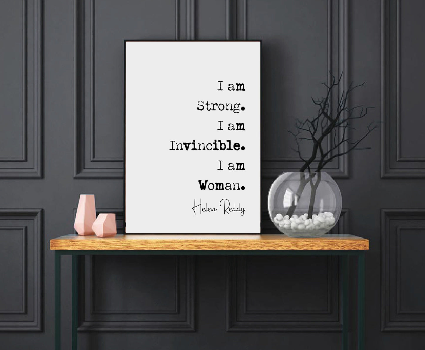 Feminist Helen Reddy Quote Print I Am Strong I Am Invincible I Am Woman Minimalist Home Decor Unframed Monochrome Wall Art Feminist Posters