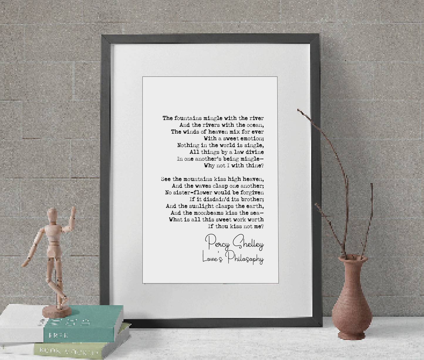 Percy Shelley Poem Print Love's Philosophy Poetry Quote Print Minimalist Home Decor Wall Art Unframed Monochrome Poster Romantic Poem Prints