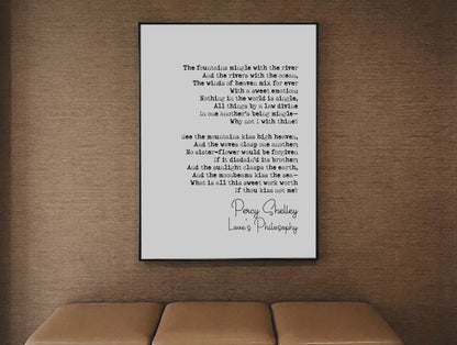 Percy Shelley Poem Print Love's Philosophy Poetry Quote Print Minimalist Home Decor Wall Art Unframed Monochrome Poster Romantic Poem Prints