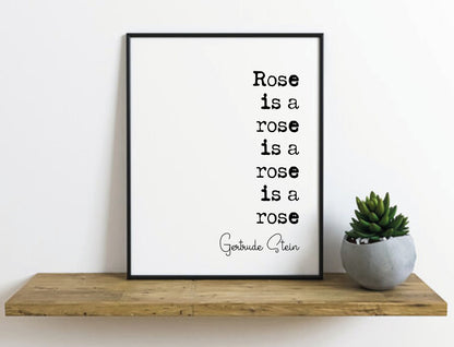 Gertrude Stein Poem Print A Rose Is A Rose Is A Rose Is A Rose Poetry Quote Print Minimalist Home Decor Monochrome Wall Art Unframed Gift