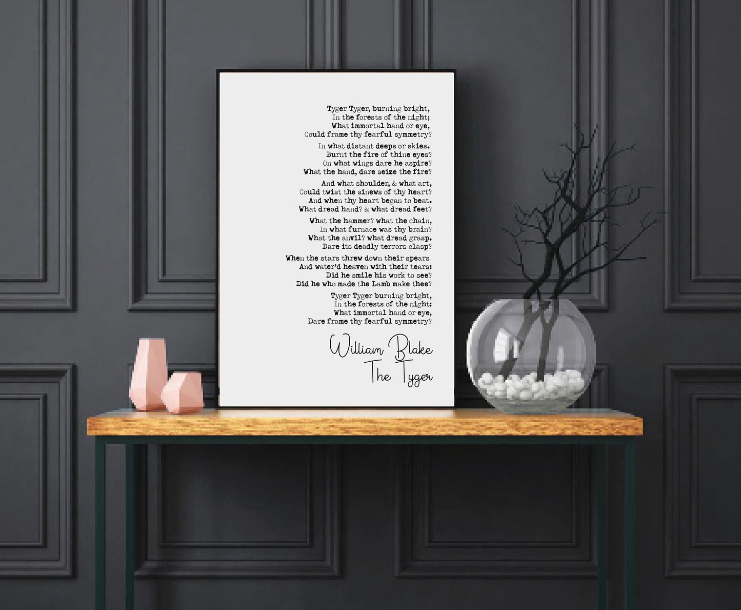 William Blake Poem Print The Tyger Poetry Quote Print Minimalist Home Decor Monochrome Wall Art Unframed Gift Poem Poster Literature Art