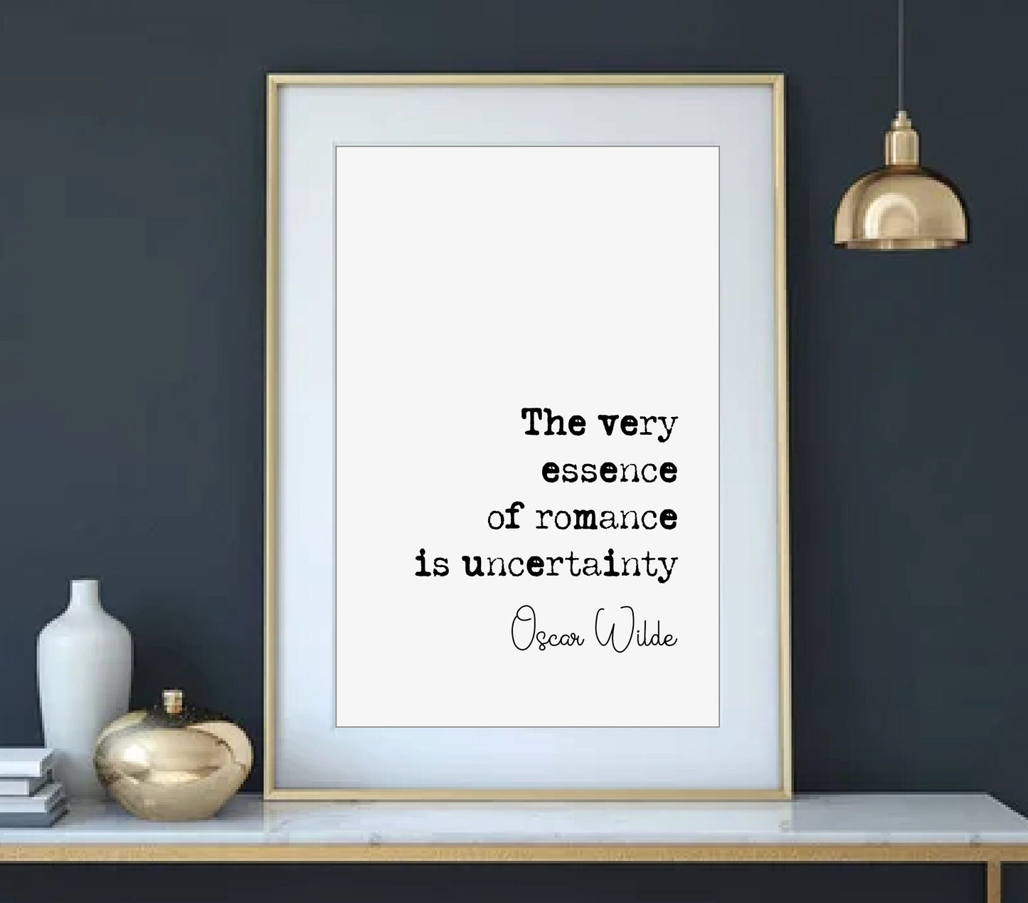 Oscar Wilde Quote Print The Very Essence Of Romance Is Uncertainty Minimalist Home Decor Irish Monochrome Wall Art Unframed Romantic Quotes