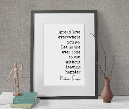 Mother Teresa Quote Print Spread Love Everywhere You Go Minimalist Home Decor Monochrome Wall Art Unframed Christian Religious Wall Decor