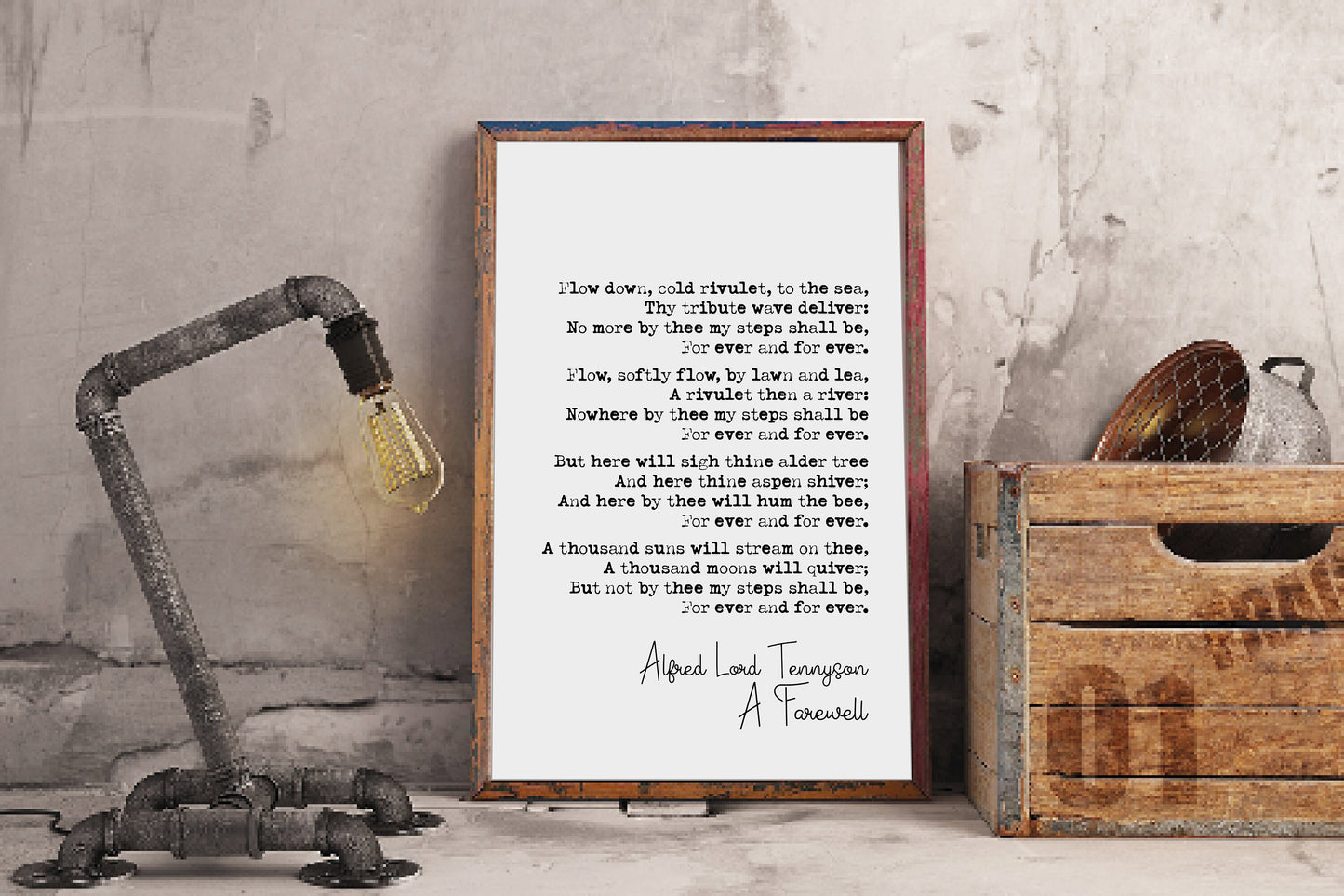 Alfred Lord Tennyson Poem Print A Farewell Poetry Print Minimalist Home Decor Monochrome Wall Art Unframed Poster Memorial Eulogy Speech Art