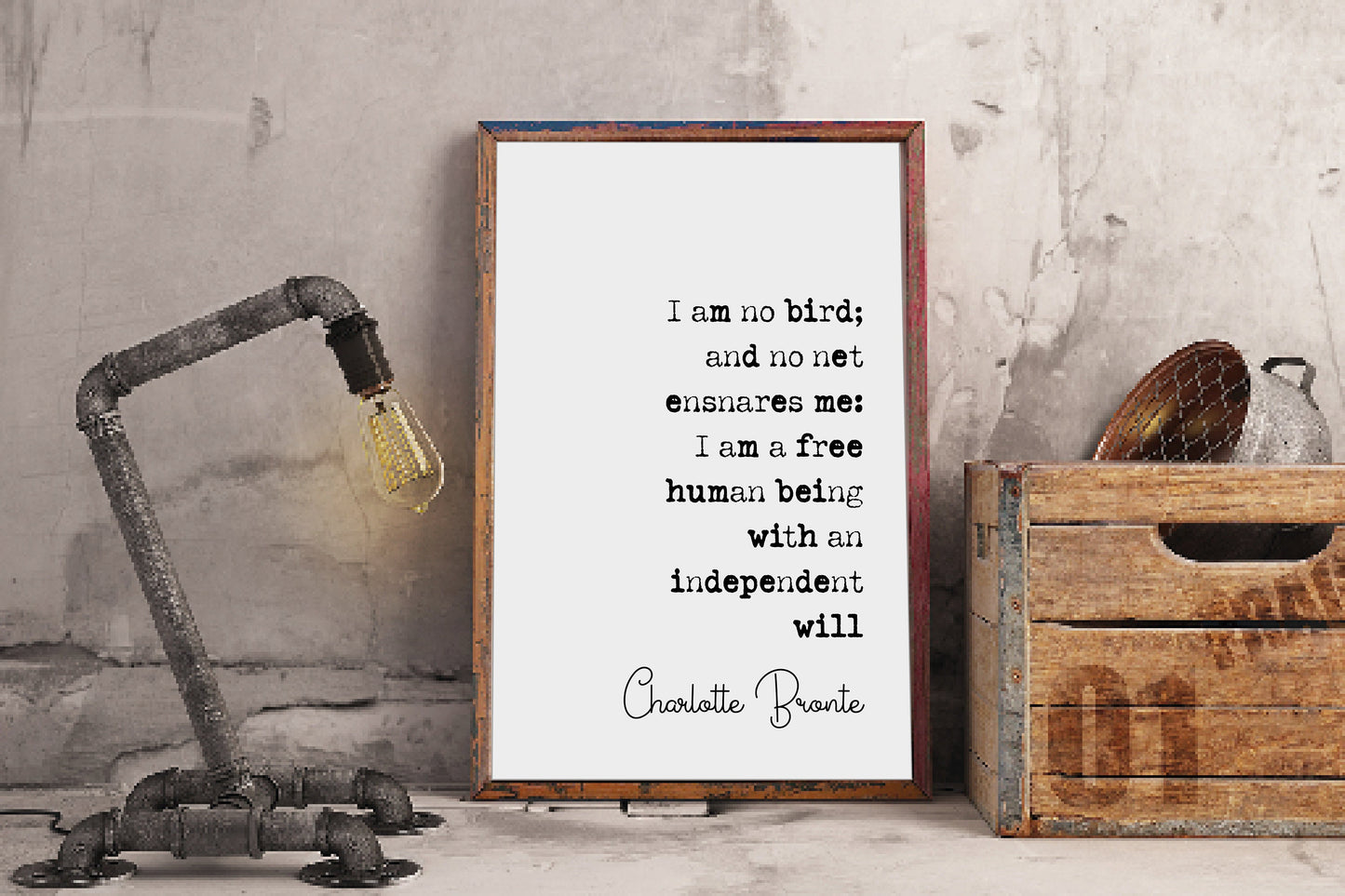 Charlotte Bronte Quote Print I Am No Bird And No Net Ensnares Me Minimalist Home Decor Monochrome Wall Art Unframed Literature Jane Eyre Art