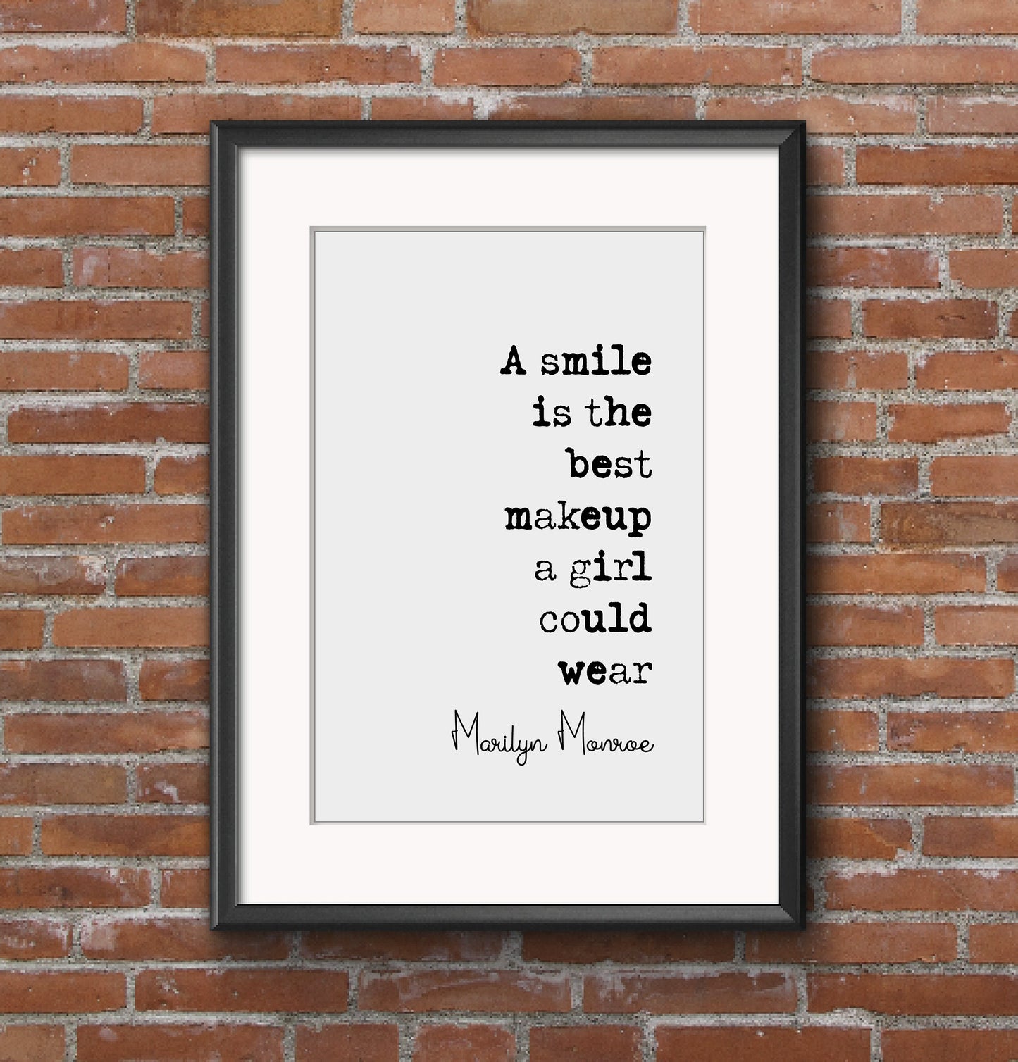 Marilyn Monroe Quote Print A Smile Is The Best Makeup A Girl Could Wear Minimalist Home Decor Monochrome Wall Art Unframed Living Room Decor