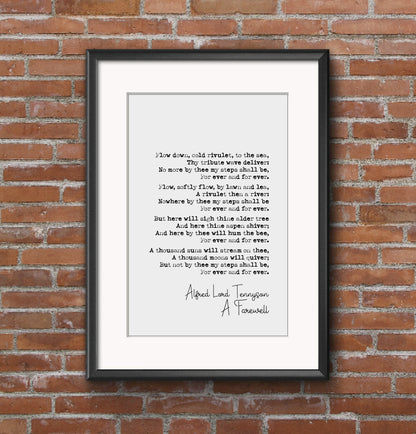 Alfred Lord Tennyson Poem Print A Farewell Poetry Print Minimalist Home Decor Monochrome Wall Art Unframed Poster Memorial Eulogy Speech Art