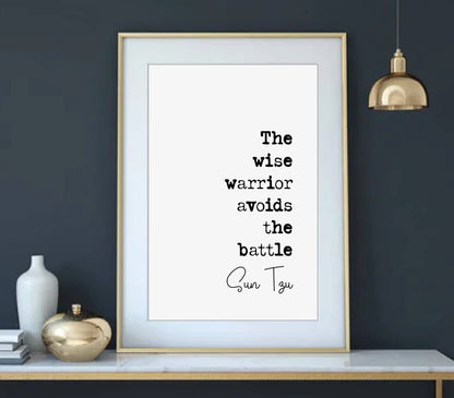 Sun Tzu Quote Print The Wise Warrior Avoids The Battle Minimalist Home Decor Monochrome Wall Art China Unframed The Art Of War Poster Office