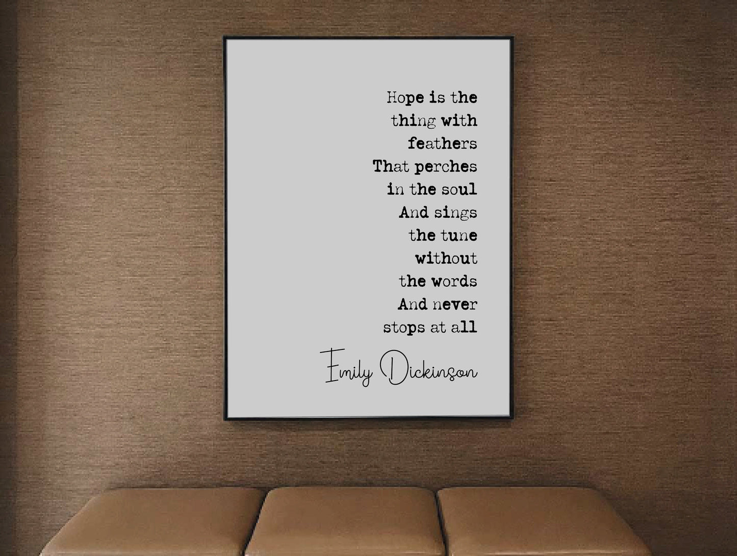 Emily Dickinson Quote Print Hope Is The Thing With Feathers That Perches In The Soul Minimalist Home Decor Monochrome Wall Art Unframed Art