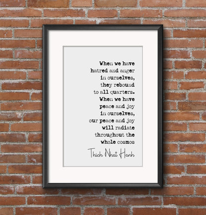 Thich Nhat Hanh Mindfulness Quote Print Peace and Joy Minimalist Decor Monochrome Wall Art Unframed Inspirational Quote Poster Living Room