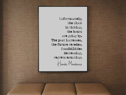 Haruki Murakami Quote Print Unfortunately The Clock Keeps Ticking The Hours Are Going By Minimalist Home Decor Monochrome Wall Art Unframed