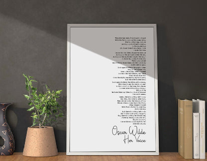 Oscar Wilde Poem Print Her Voice Poetry Quote Print Minimalist Home Decor Irish Literature Monochrome Wall Art Unframed Living Room Decor