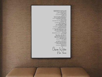 Oscar Wilde Poem Print Her Voice Poetry Quote Print Minimalist Home Decor Irish Literature Monochrome Wall Art Unframed Living Room Decor