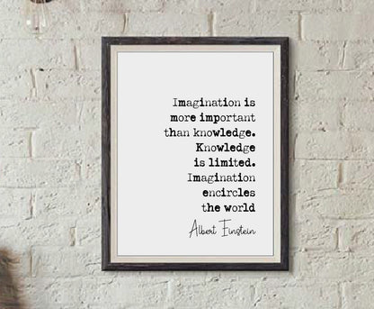 Albert Einstein Quote Print Imagination Is More Important Than Knowledge Minimalist Home Decor Monochrome Wall Art Unframed Inspirational