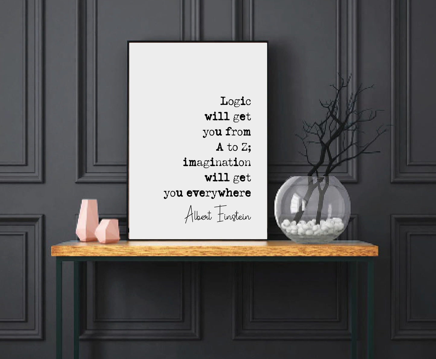 Albert Einstein Quote Print Logic Will Get You From A To Z Imagination Will Get You Everywhere Minimalist Home Decor Wall Art Unframed Art