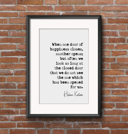 Helen Keller Quote Print When One Door Of Happiness Closes Another Opens Minimalist Home Decor Wall Art Unframed Inspirational Quotes Poster