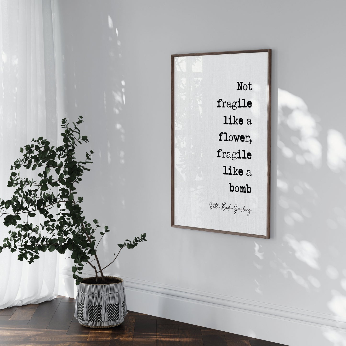 Feminist Quotes Ruth Bader Ginsburg Quote Print Not Fragile Like A Flower Fragile Like A Bomb Home Decor RBG Bomb Quote Wall Art Unframed