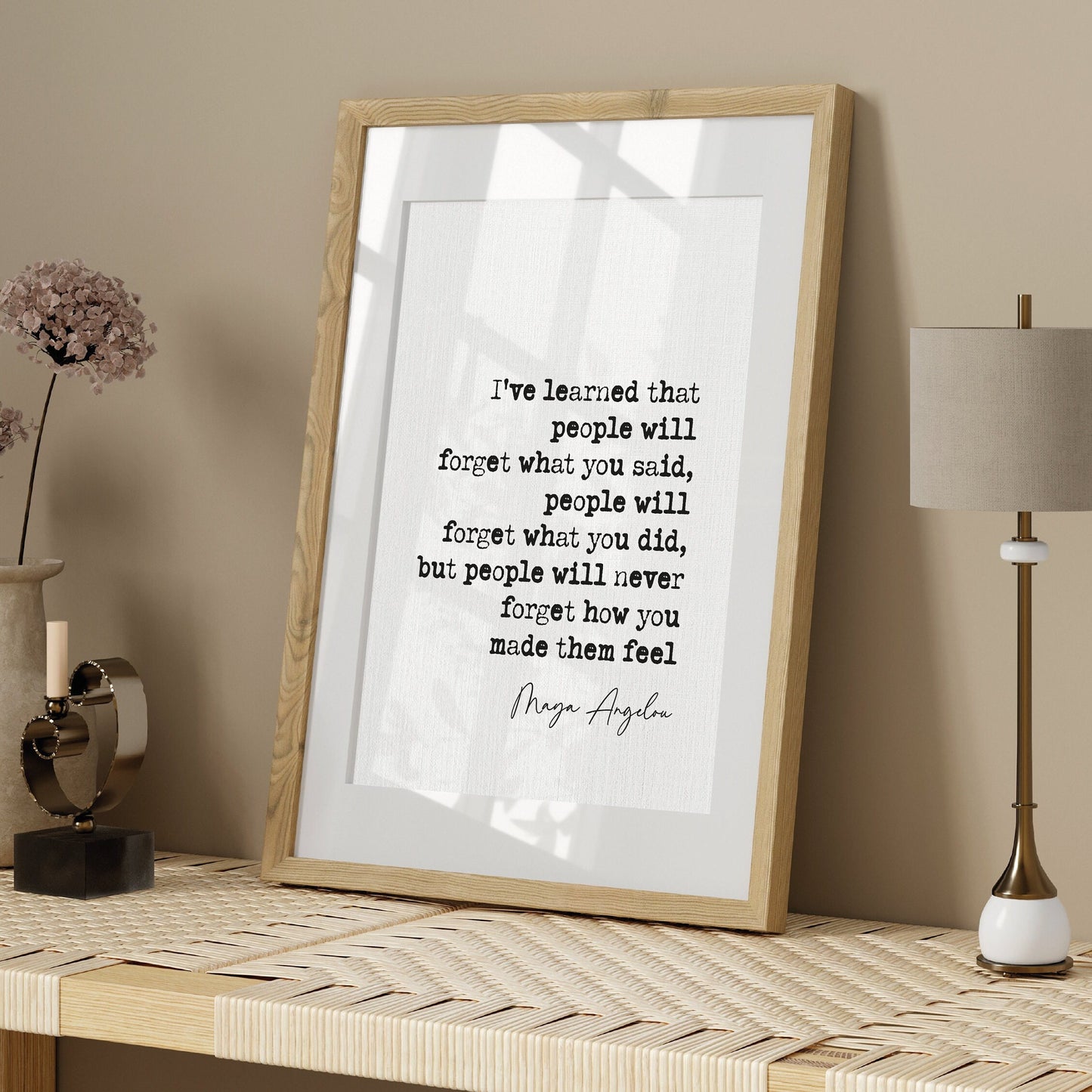 Maya Angelou Quote Print I've Learned That People Will Forget What You Said Minimalist Decor Wall Art Inspirational Quote Posters Unframed