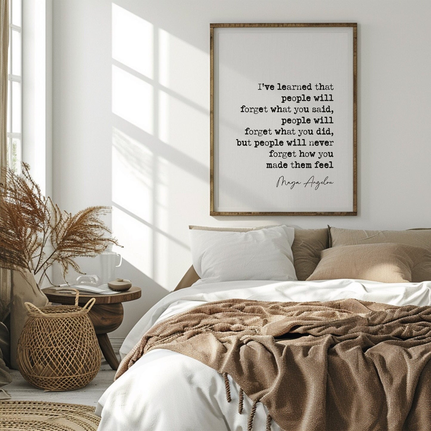 Maya Angelou Quote Print I've Learned That People Will Forget What You Said Minimalist Decor Wall Art Inspirational Quote Posters Unframed