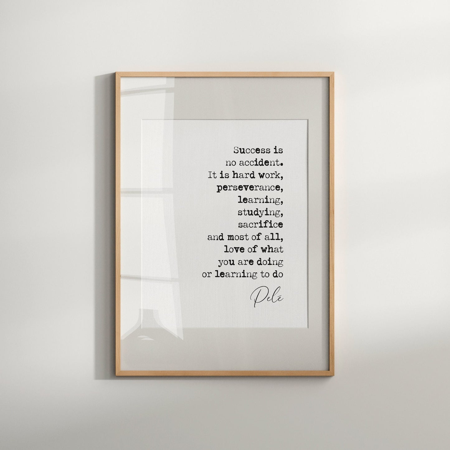 Pelé Quote Print Success Is No Accident It Is Hard Work Brazilian Football Soccer Quotes Minimalist Decor Pele Poster Wall Art Unframed