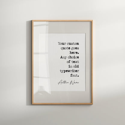 Personalised Quote Print Custom Quote Poster Typewriter Quote Custom Text Wall Art