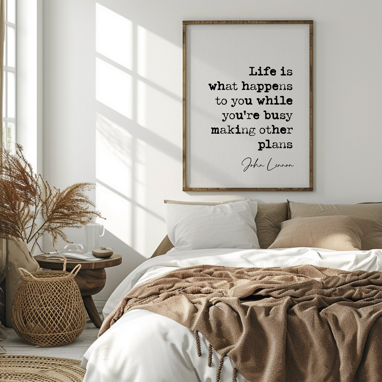 John Lennon Quote Print Life Is What Happens To You While You're Busy Making Other Plans The Beatles Poster Minimalist Décor Unframed Art