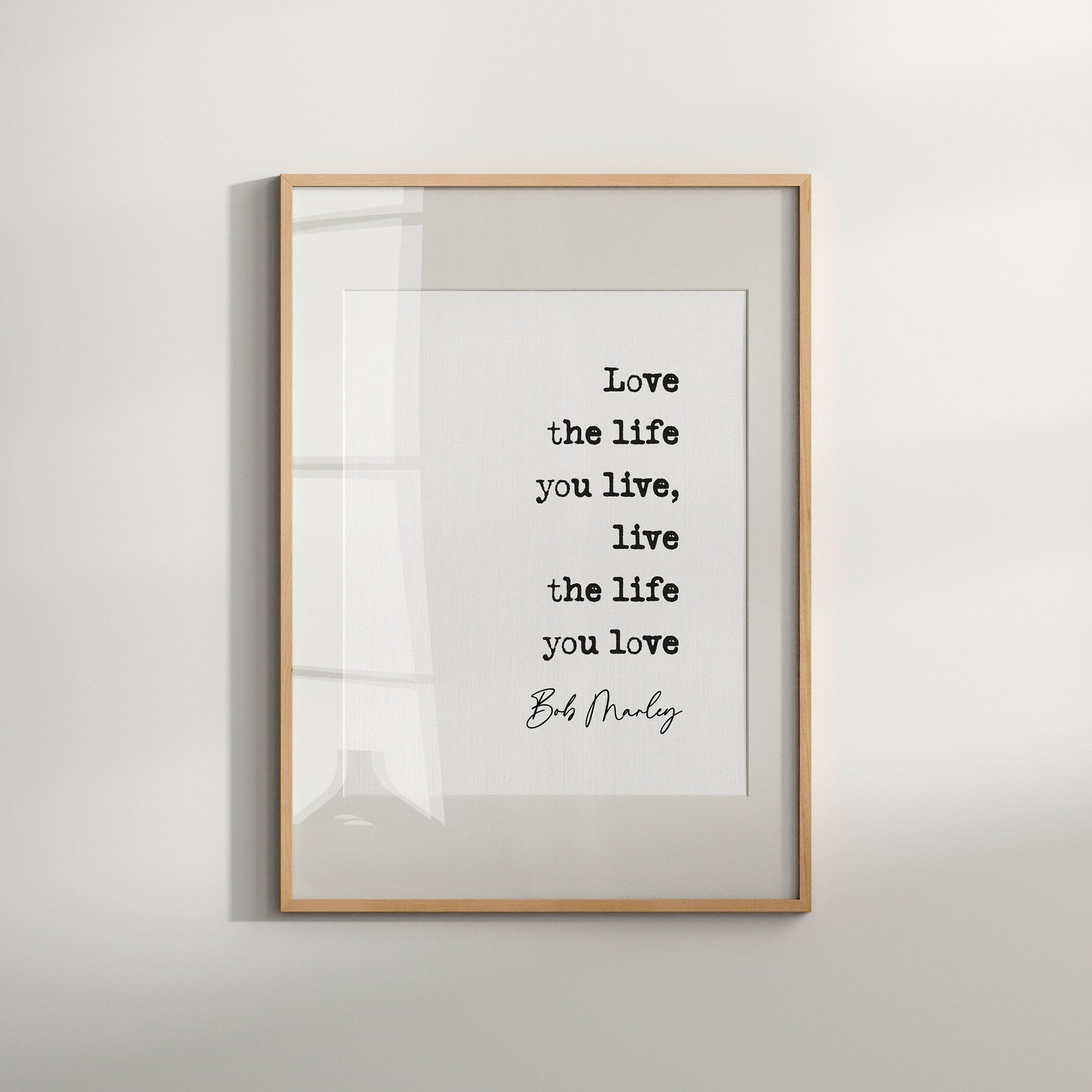 Bob Marley quote print Love the life you live, live the life you love, reggae music poster print Bob Marley quote print inspirational quotes minimalist home decor old typewriter quote print song lyric quotes