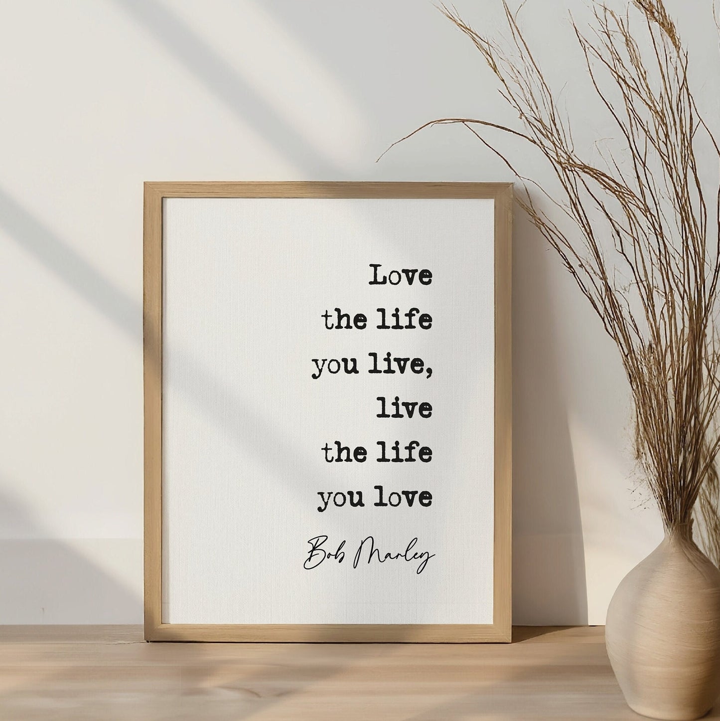 Bob Marley quote print Love the life you live, live the life you love, reggae music poster print Bob Marley quote print inspirational quotes minimalist home decor old typewriter quote print song lyric quotes