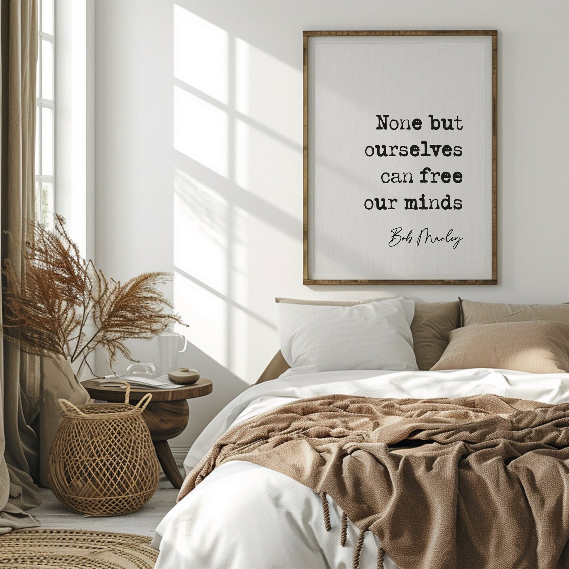 Bob Marley quote print None but ourselves can free our minds, reggae music poster print Bob Marley quote print inspirational quotes minimalist home decor old typewriter quote print song lyric quotes