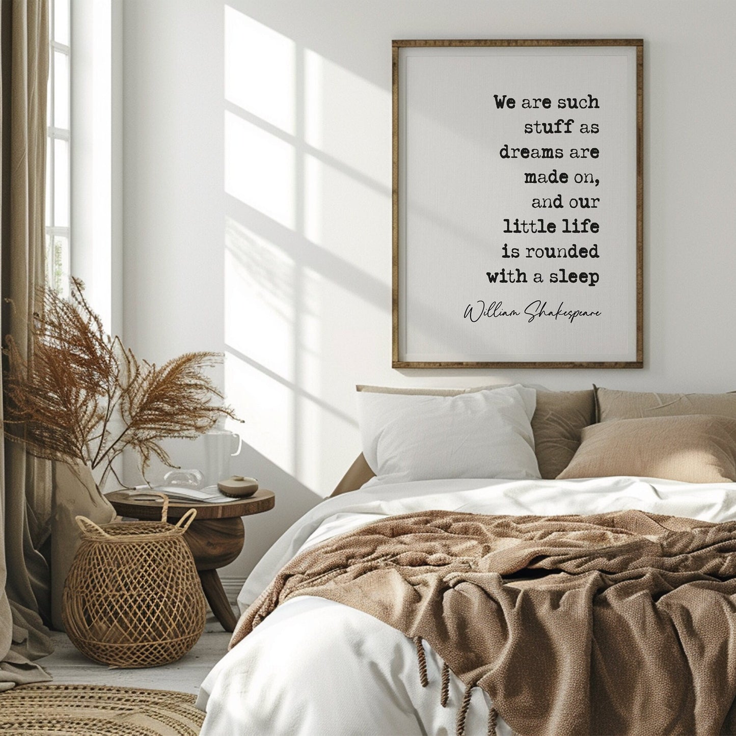 William Shakespeare Quote Print Shakespeare Dreams Quote We are such stuff as dreams are made on, and our little life is rounded with a sleep, literature wall art minimalist quote print