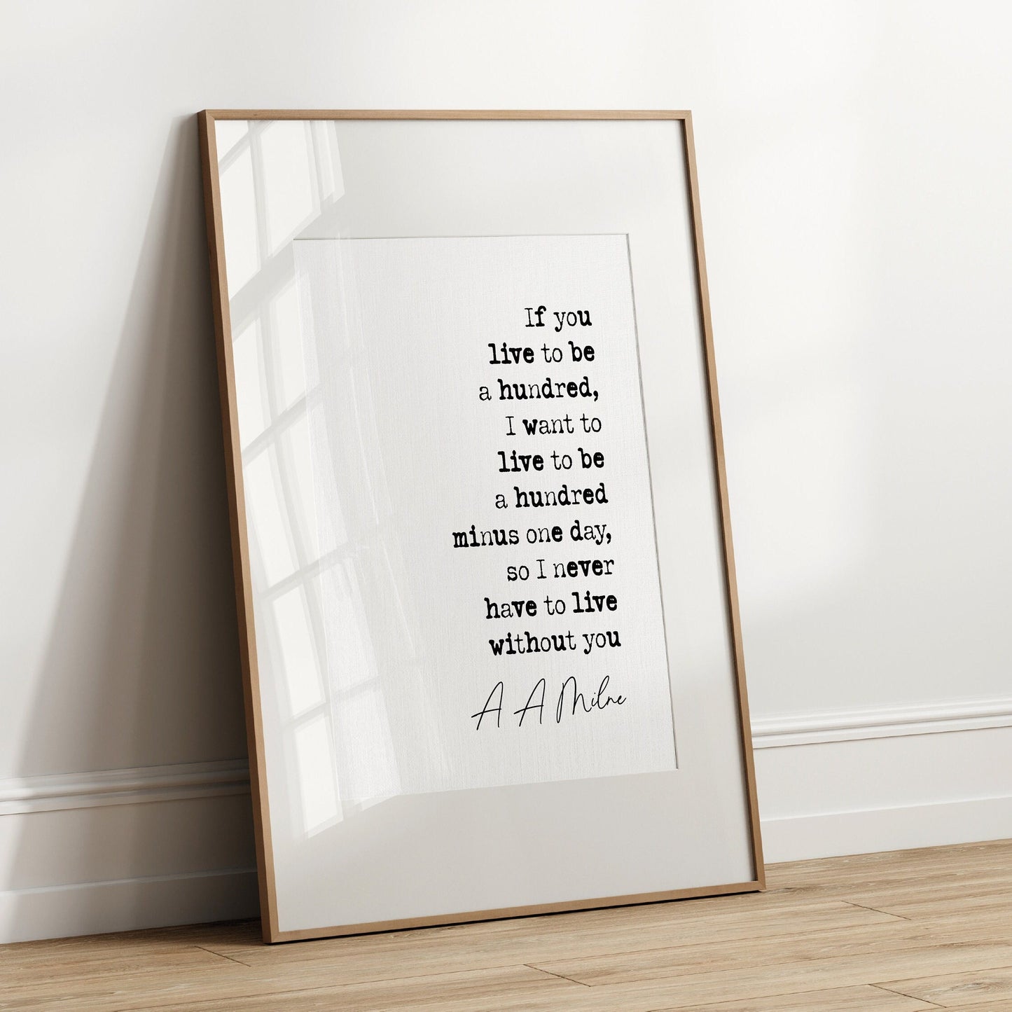 A A Milne Quote Print If You Live To Be A Hundred