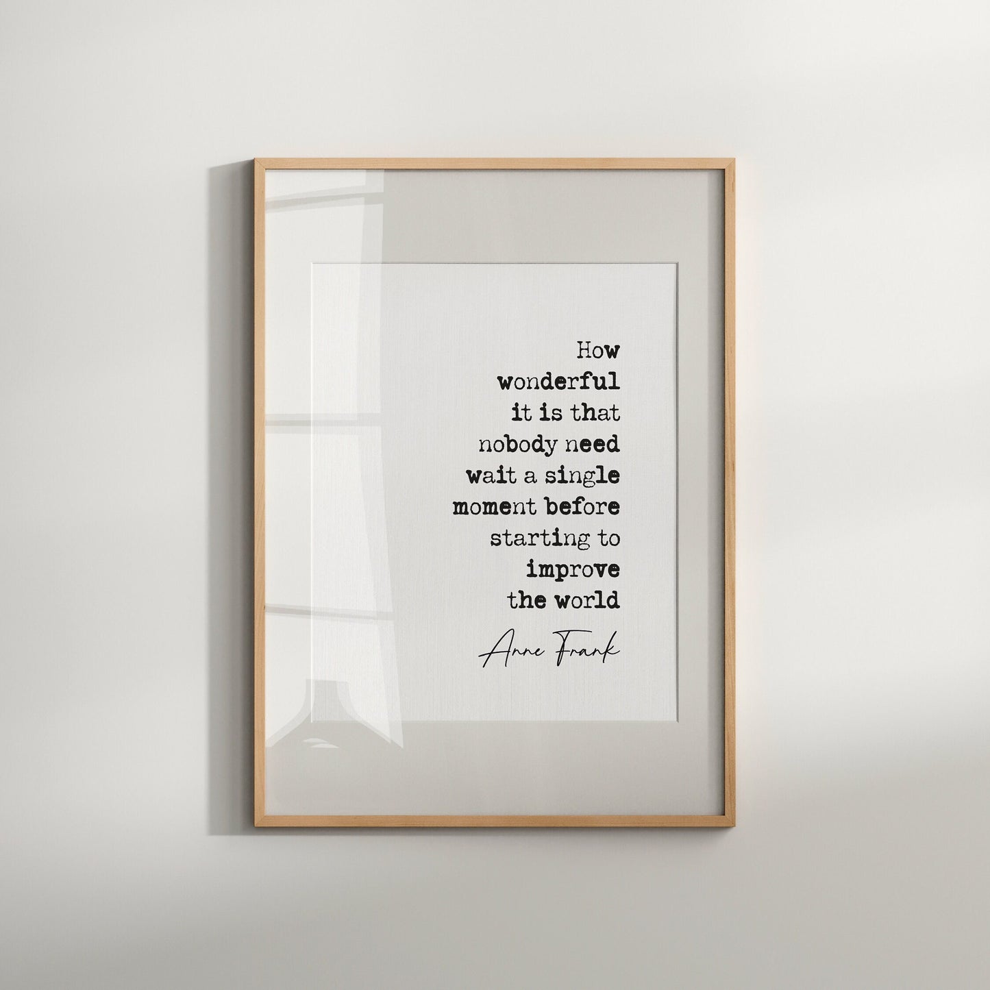 Anne Frank quote print, whoever is happy will make others happy too quote, inspirational quote poster, happiness quote, anne frank wall art, black and white décor, minimalist quote poster, bedroom wall art, hallway print