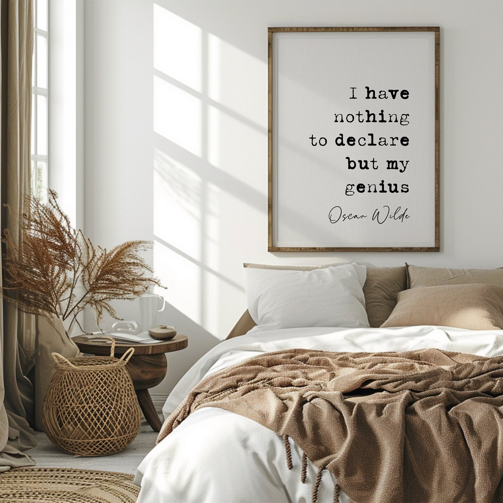 Oscar Wilde genius quote, Oscar Wilde quote print, i have nothing to declare but my genius, Irish quote print, Oscar Wilde quote poster, Irish playwright, Irish literature wall art, funny humorous quote poster