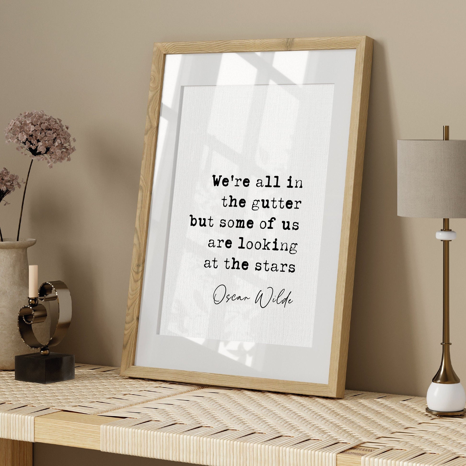 Oscar Wilde quote print, we&#39;re all in the gutter but some of us are looking at the stars, Oscar Wilde looking at the stars, inspirational quote print, minimalist quote poster, literature wall art, Irish playwright print, quotes about life