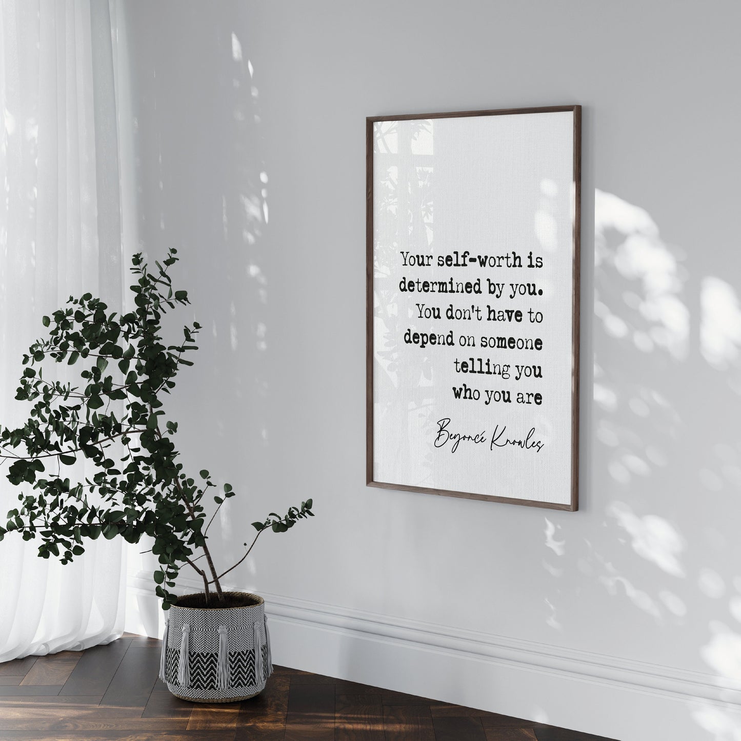 Beyonce quote print Beyonce Knowles your self-worth is determined by you. you don&#39;t have to depend on someone telling you who you are quote popstar quote posters minimalist wall art quote print home decor inspirational quotes