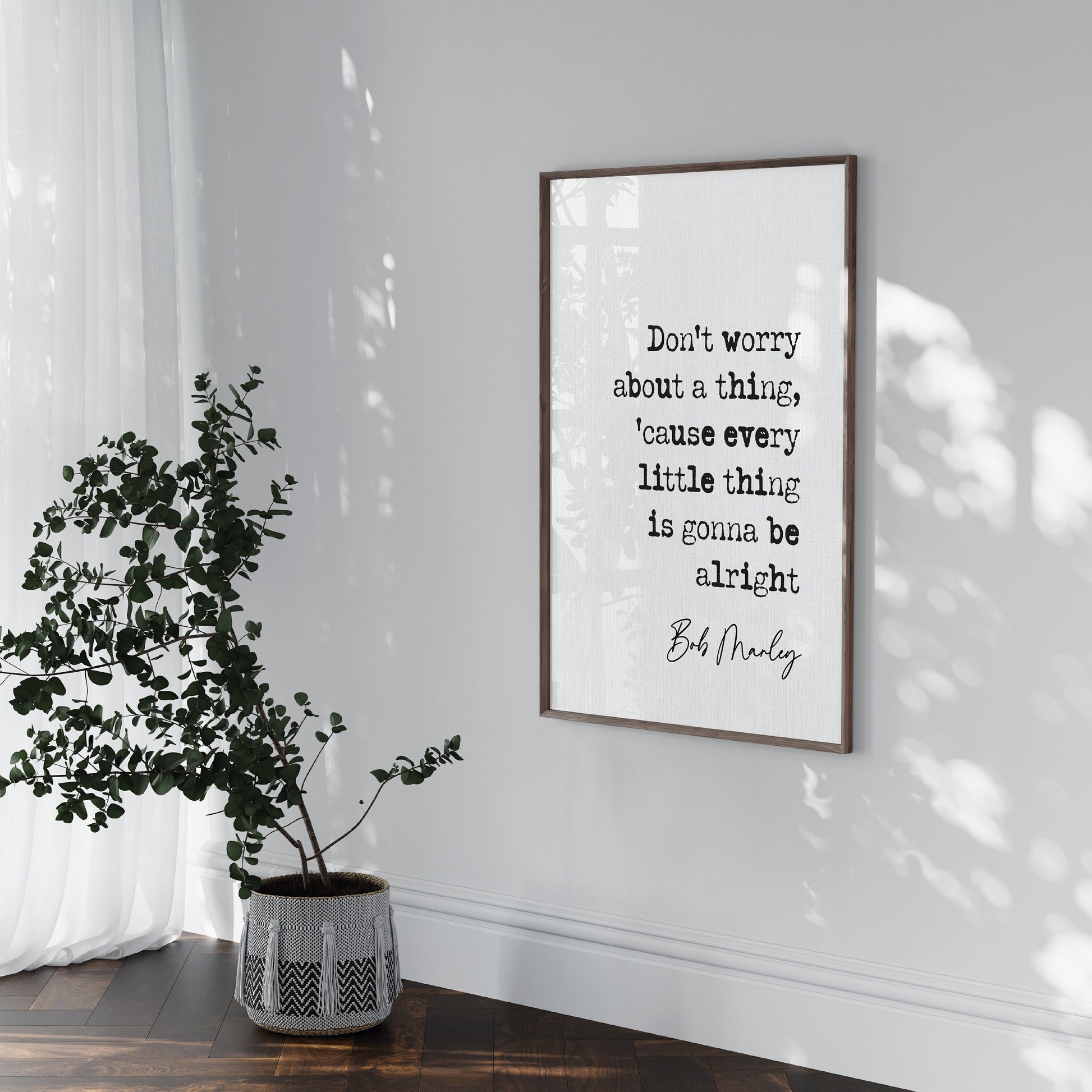 Bob marley music quote print don&#39;t worry about a thing &#39;cause every little thing is gonna be alright reggae lyric quote print inspirational quotes minimalist home decor