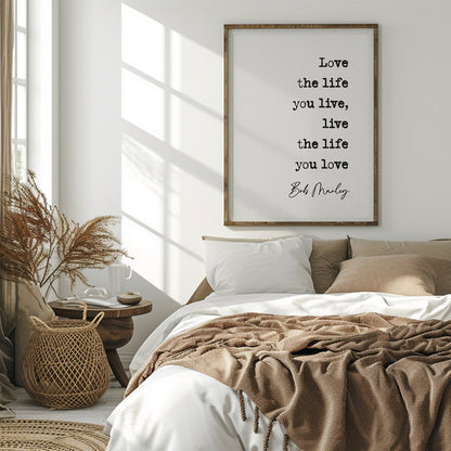 Bob Marley quote print Love the life you live, live the life you love, reggae music poster print Bob Marley quote print inspirational quotes minimalist home decor old typewriter quote print song lyric quotes