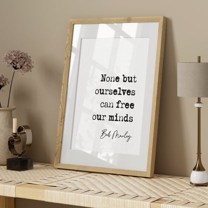 Bob Marley quote print None but ourselves can free our minds, reggae music poster print Bob Marley quote print inspirational quotes minimalist home decor old typewriter quote print song lyric quotes