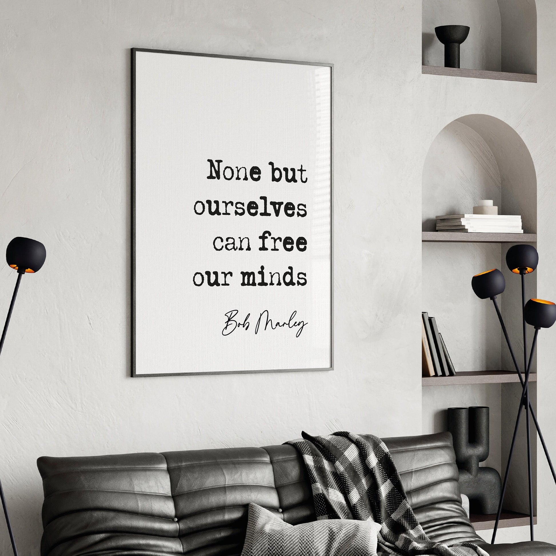 Bob Marley quote print None but ourselves can free our minds, reggae music poster print Bob Marley quote print inspirational quotes minimalist home decor old typewriter quote print song lyric quotes