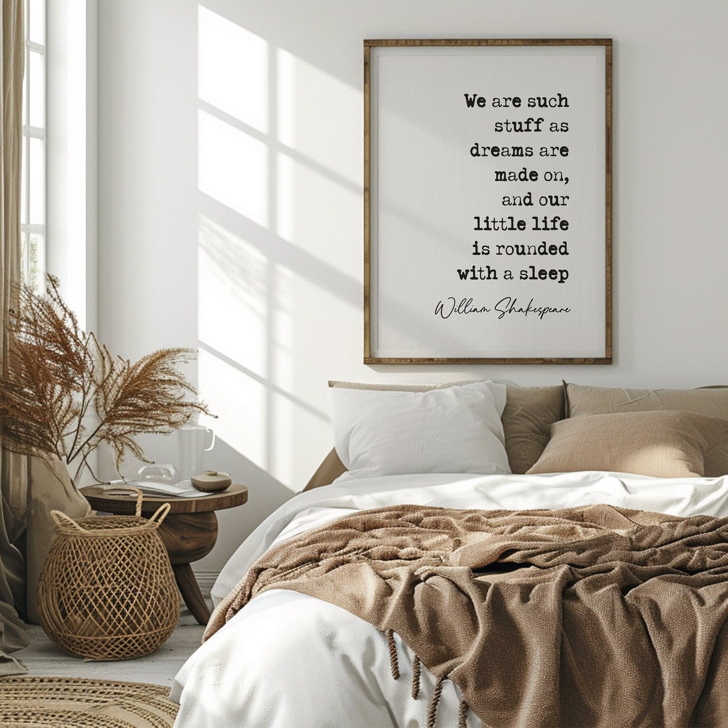 William Shakespeare Quote Print Shakespeare Dreams Quote We are such stuff as dreams are made on, and our little life is rounded with a sleep, literature wall art minimalist quote print