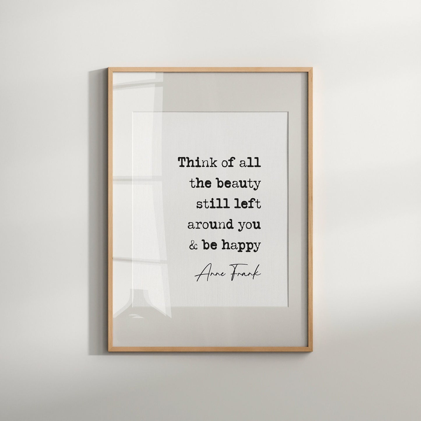 Anne Frank quote print, whoever is happy will make others happy too quote, inspirational quote poster, happiness quote, anne frank wall art, black and white décor, minimalist quote poster, bedroom wall art, hallway print