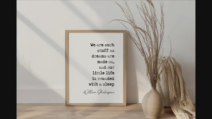 William Shakespeare Quote Print We Are Such Stuff As Dreams Are Made On Literature Wall Art The Tempest Quote Poster Inspirational Unframed