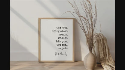 Bob Marley Quote Print One Good Thing About Music Reggae Music Poster Inspirational Quote Minimalist Wall Art Old Typewriter Quotes Unframed